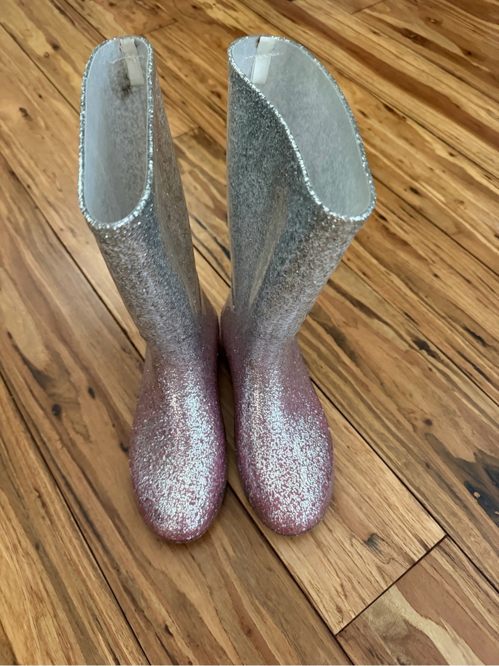 Glitter Ombre Tall Rain Boots - Pink/silver